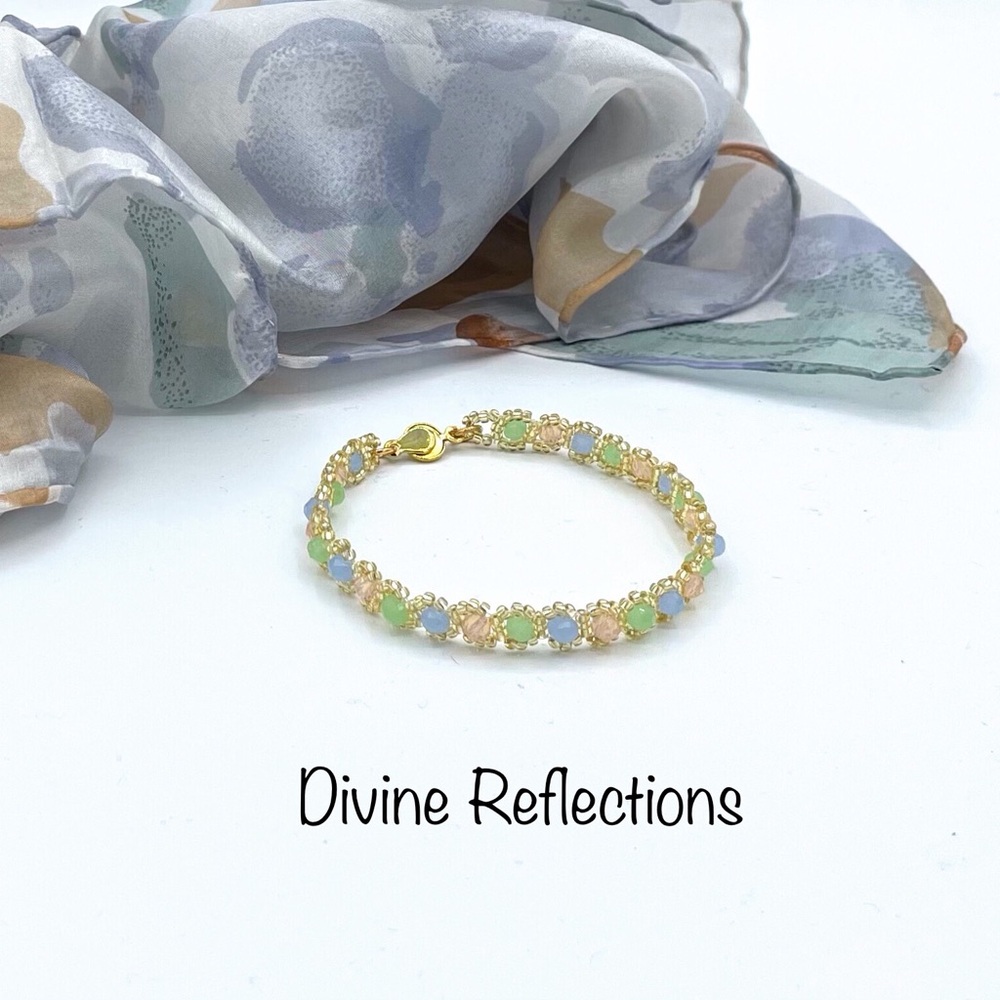 Multi Color Tennis Bracelet,Beaded Crystals,Pale Crystals,Free Shipping,Gift Box